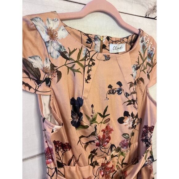 Closet London Dress Classy Size 8 Peach Color Flowers Tie Accent - Picture 3 of 6
